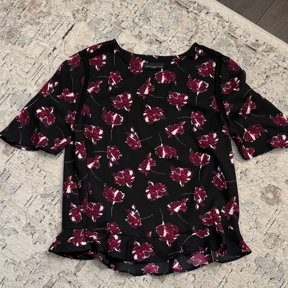 Simply Styled Black and Purple Floral Blouse